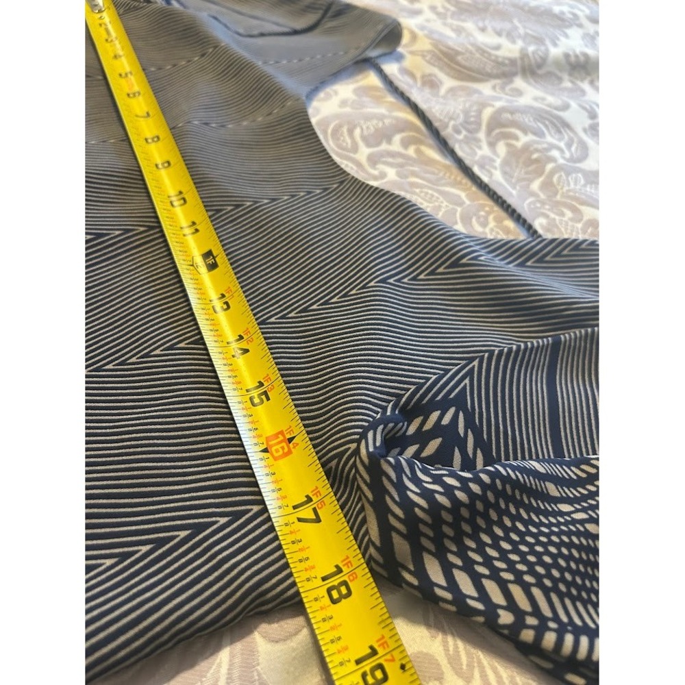 Womens Navy Blue & Beige Geometric Print Dress‎ Small Party Cocktail Event - Picture 8 of 9